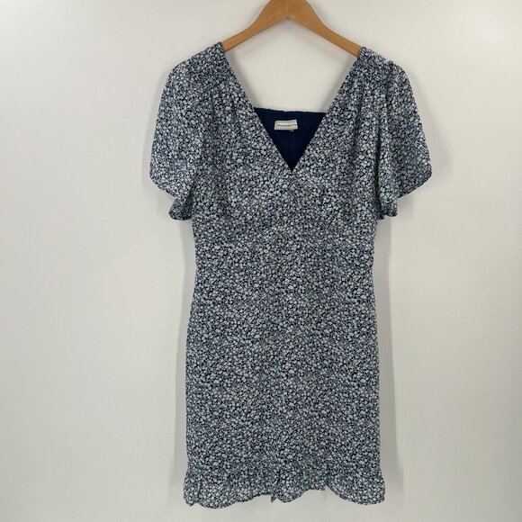 Abercrombie & Fitch Cottagecore M Blue White Floral Mini Dress Sweetheart V-Neck - Picture 1 of 10